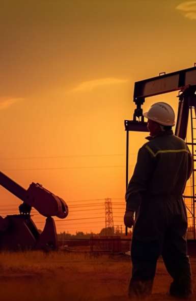 worker-oil-rig-sunset-created-with-generative-ai-technology
